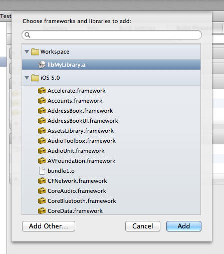 Add library to frameworks